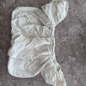 Astr Cream white puff cropped sleeve blouse